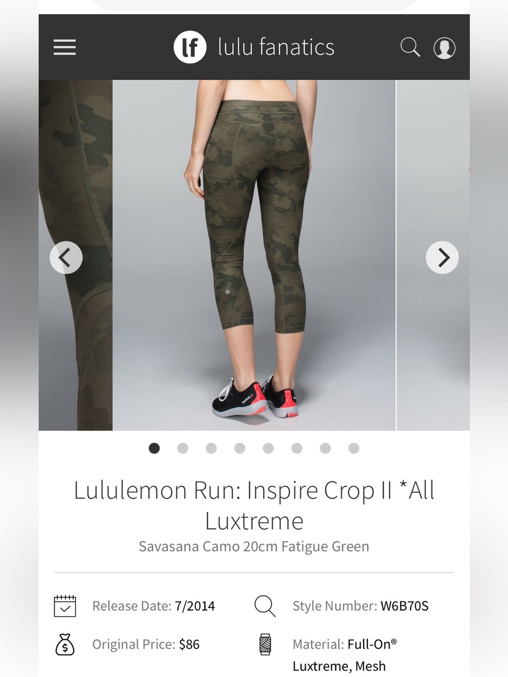 lululemon athletica Savasana Crop II Capri - Fatigue Green Camo